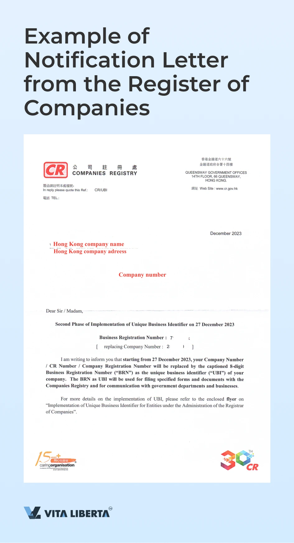 Example of Notification Letter from the Register of Companies
