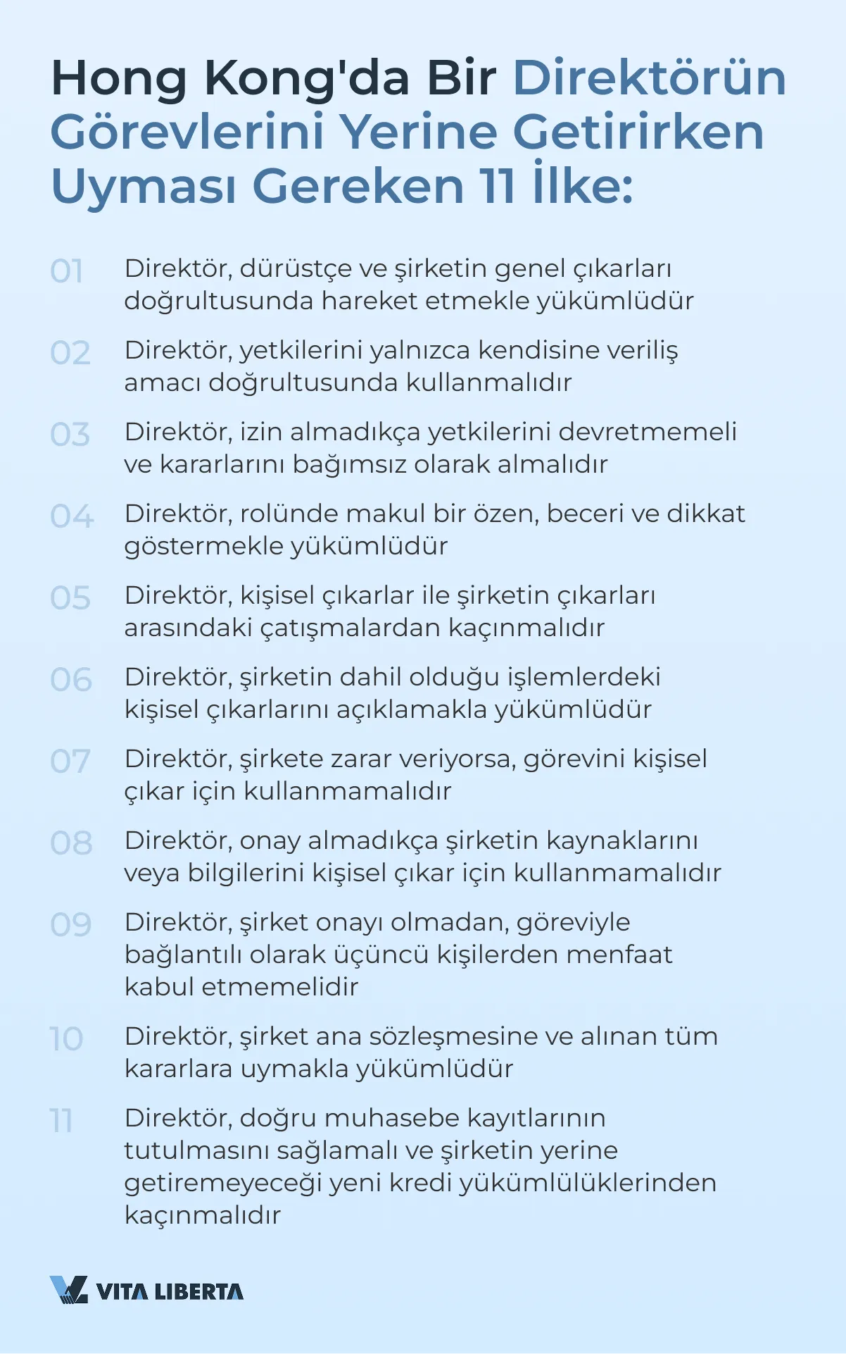 Hong Kong'da Bir Direktörün Görevlerini Yerine Getirirken Uyması Gereken 11 İlke