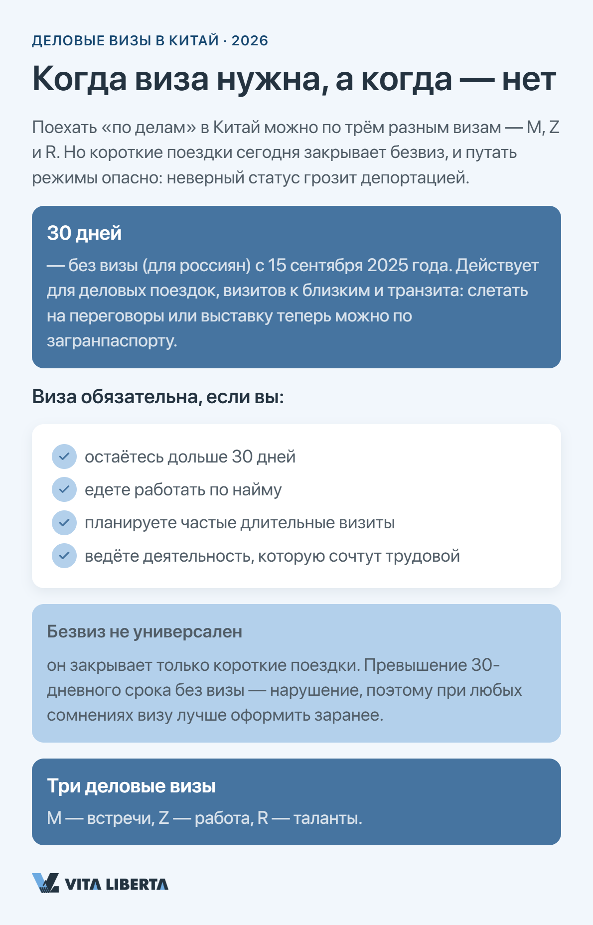 Сравнение деловых виз в Китай M, Z и R для бизнеса, работы и талантов в 2026 году
