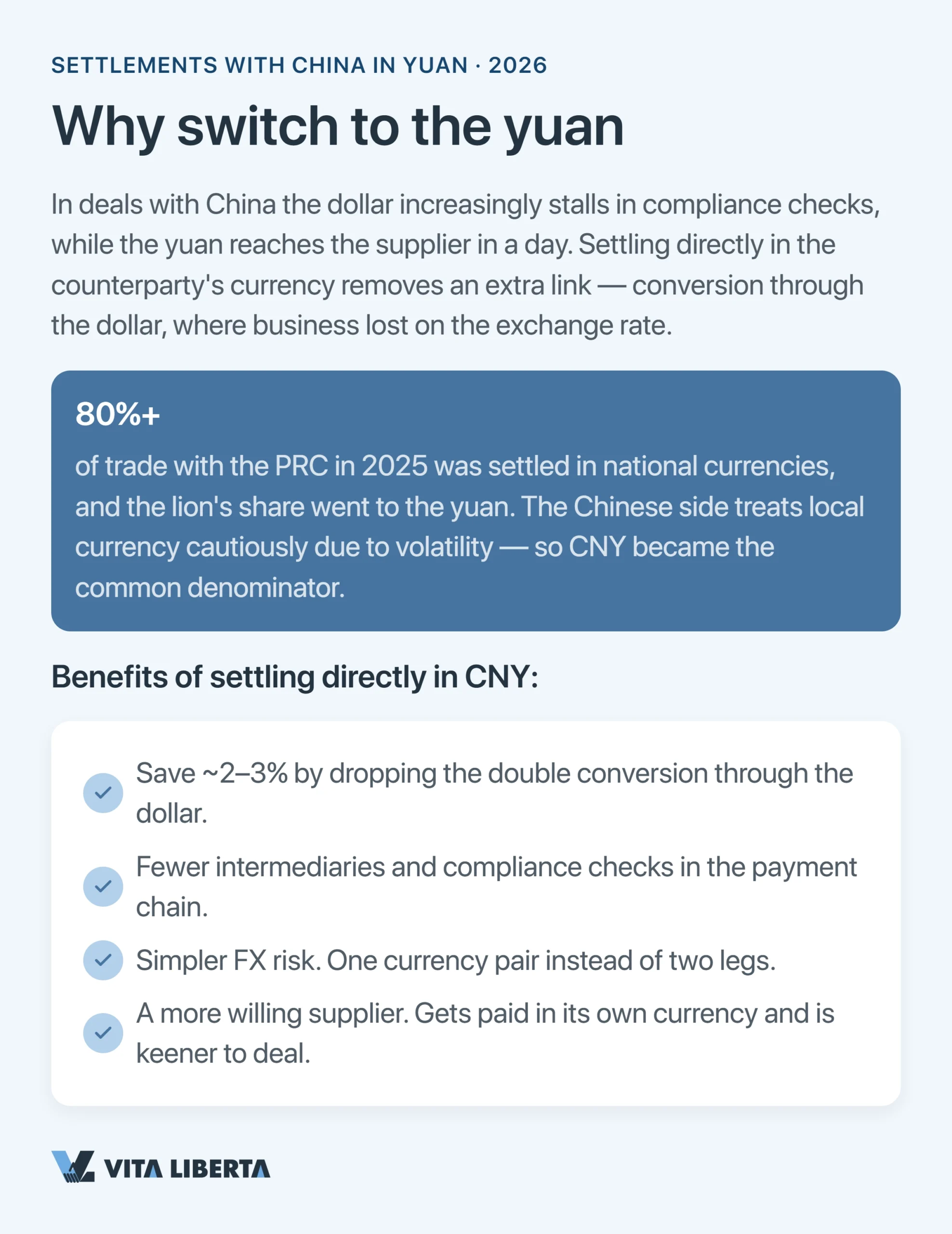 Business paying a Chinese supplier directly in RMB instead of US dollars
