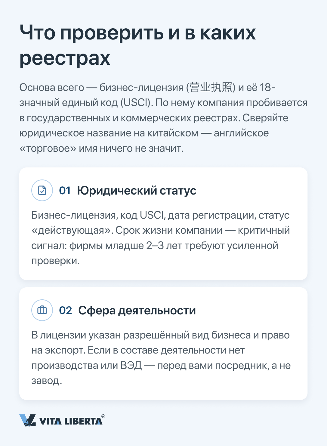 Закупщик сверяет бизнес-лицензию и USCC китайского поставщика в реестре перед сделкой