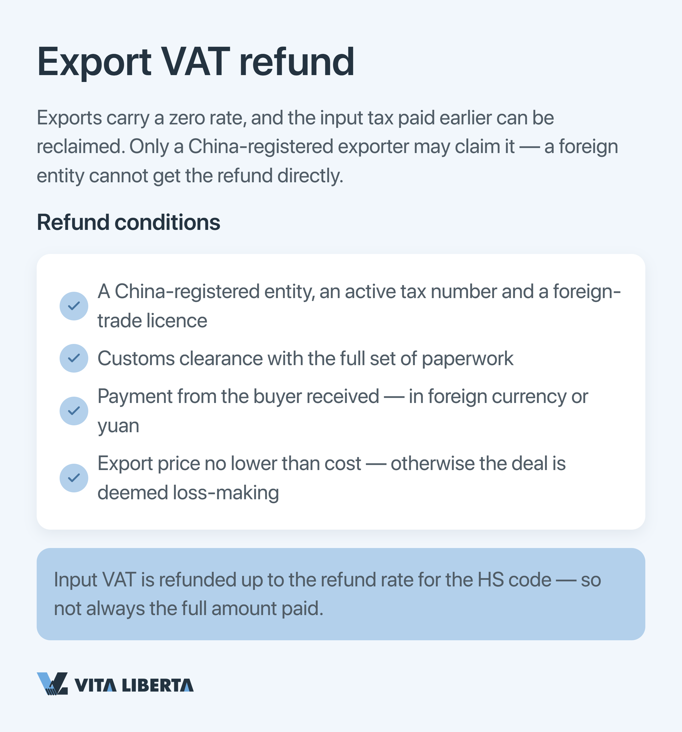 Table of China VAT bands 13, 9, 6 and 0 percent with export rebate cuts