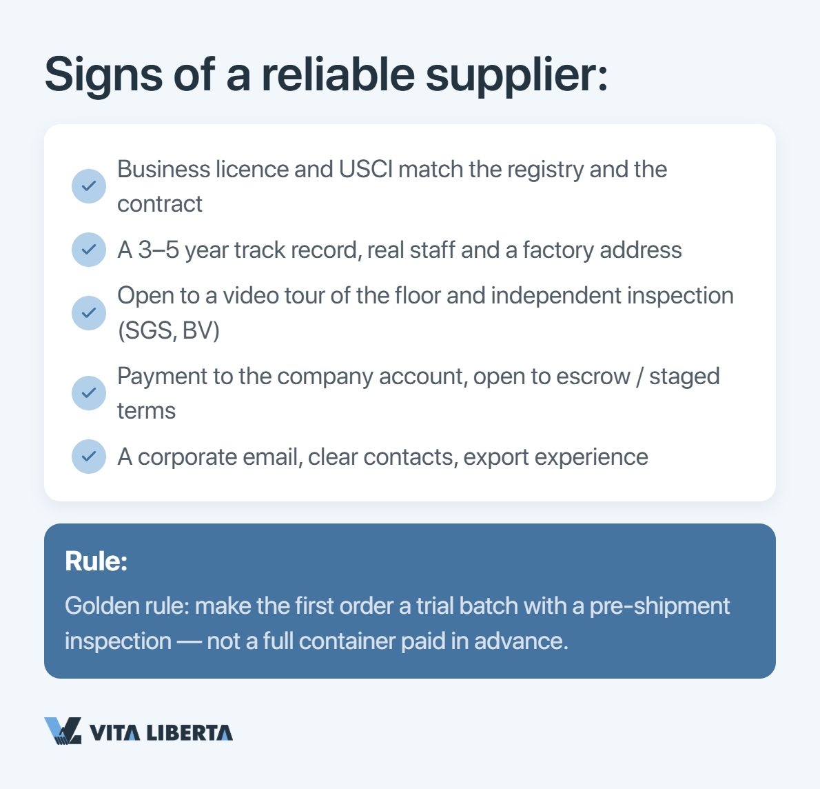 Layered supplier due diligence in China: platform screening, licence documents, on-site factory audit