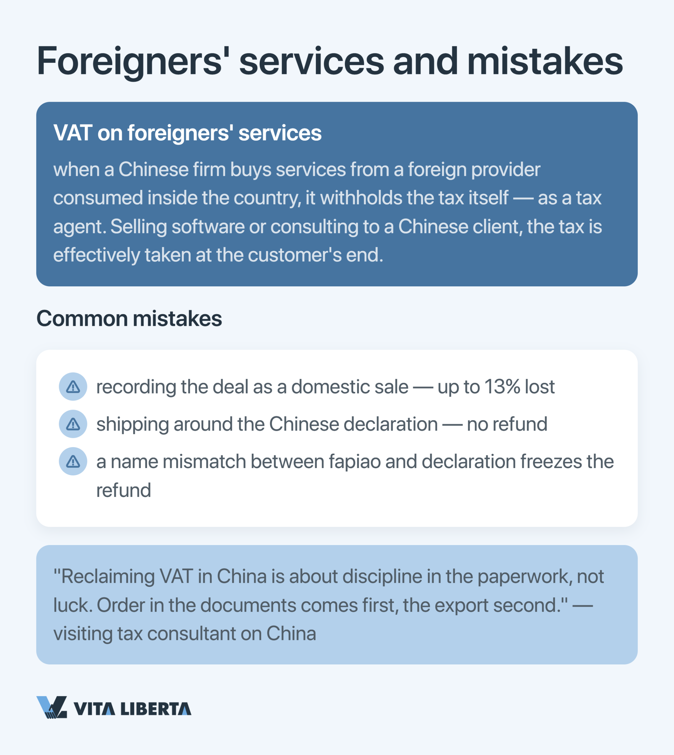 China VAT rates and export refund flow for foreign businesses in 2026