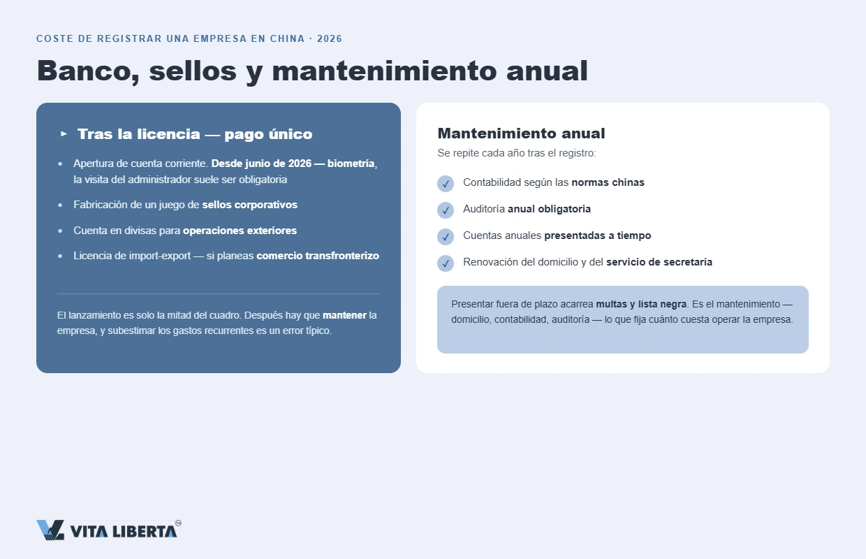 Tabla de costes de una WFOE en China: constitución, capital social y mantenimiento anual
