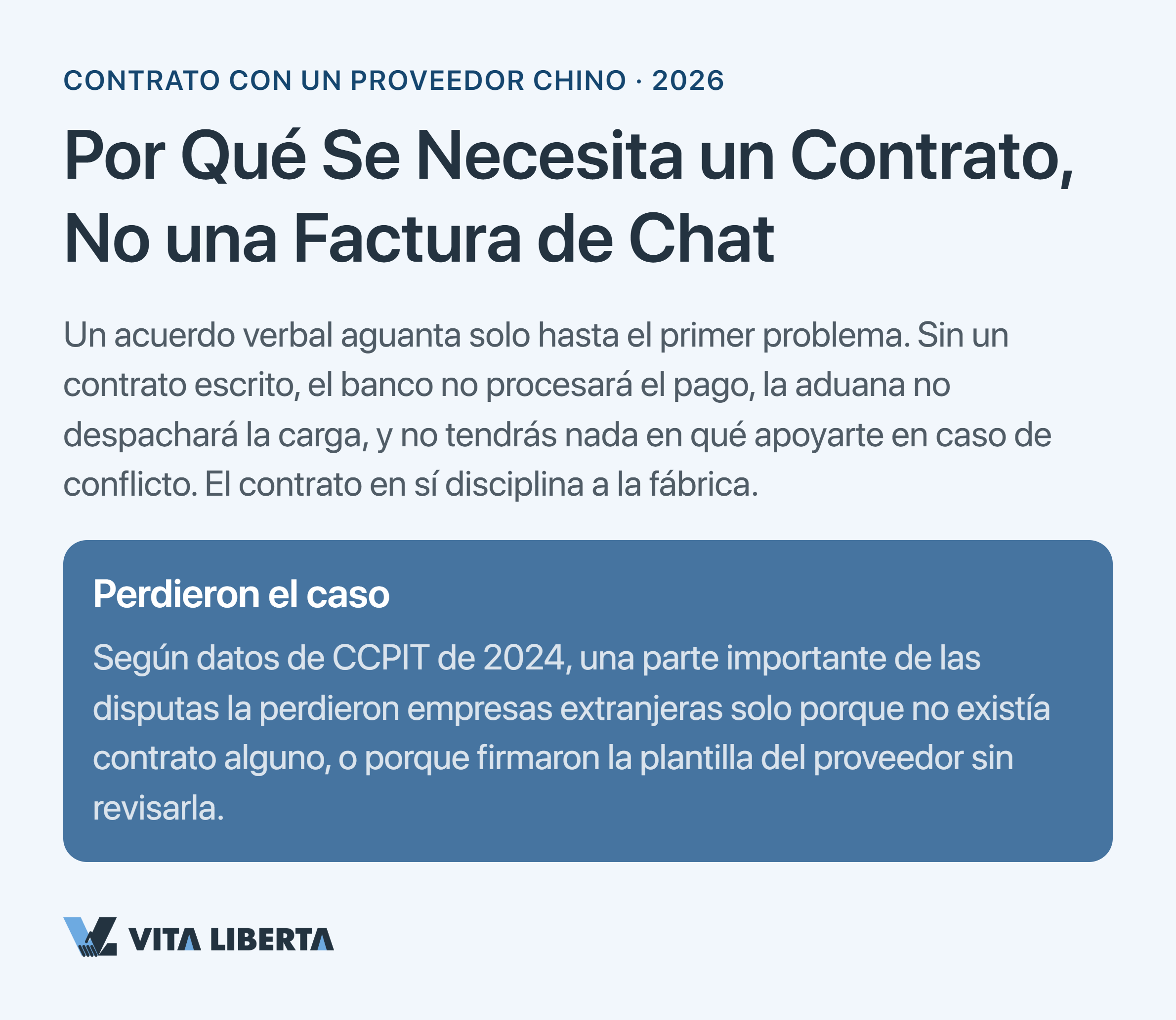 Importador revisando las cláusulas clave del contrato con un proveedor chino: especificación, Incoterms, arbitraje
