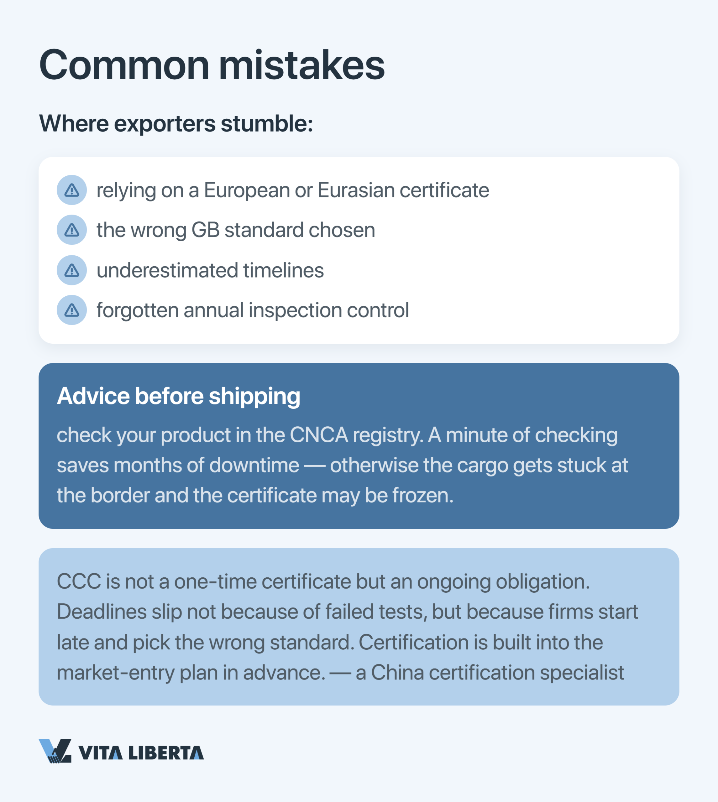CCC, CQC and CIQ compared: which China market certification applies when