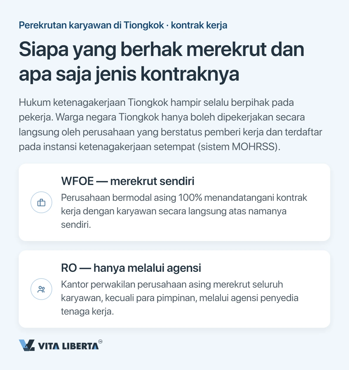 Mempekerjakan karyawan di Tiongkok: kontrak kerja dan kewajiban pemberi kerja