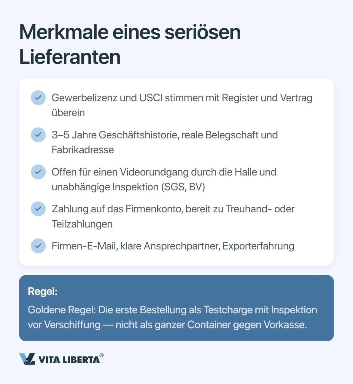 Lieferantenprüfung in drei Stufen: Plattformrecherche, Registerunterlagen, Werksaudit vor Ort